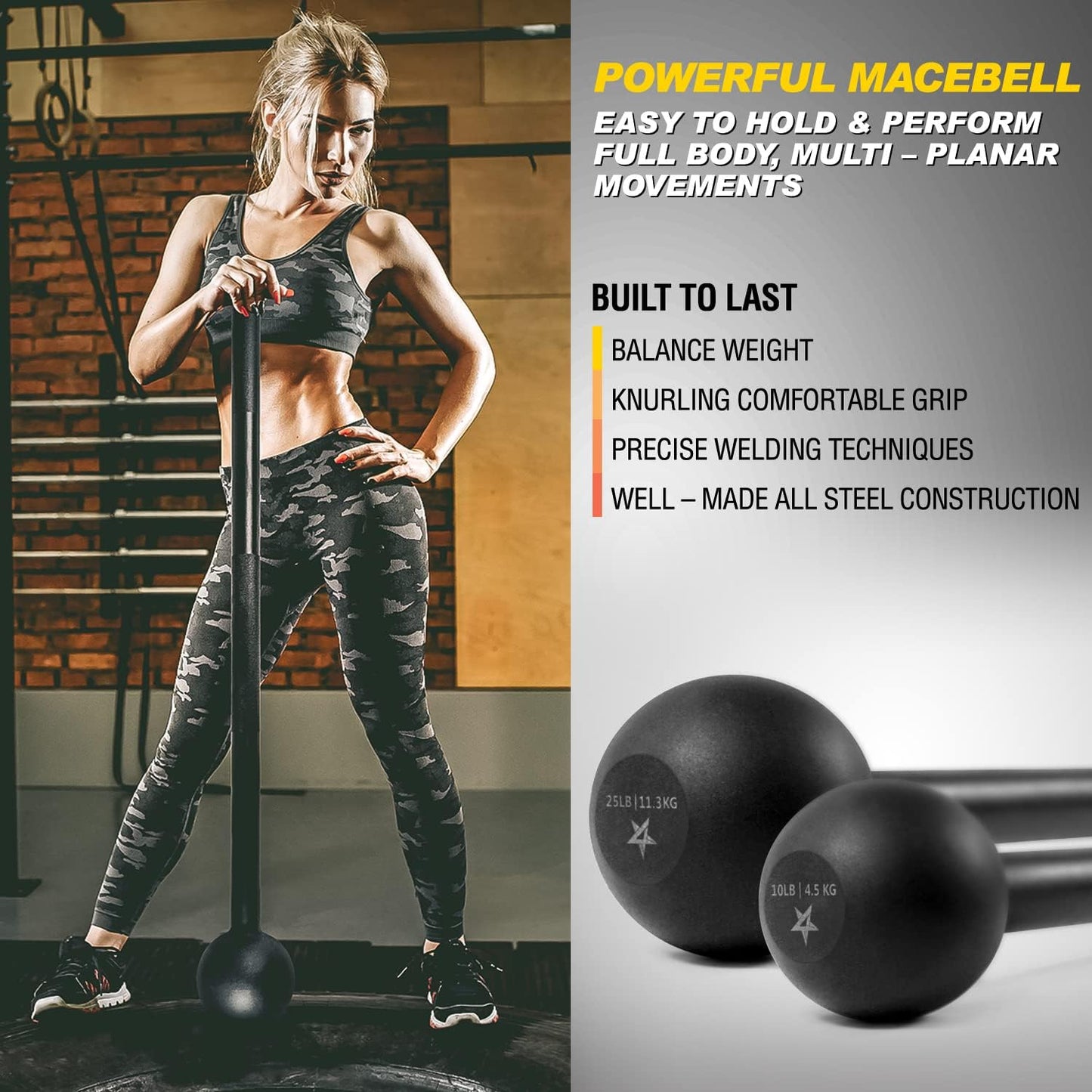 Elevate Your Strength Training with Our Versatile Steel Mace Bell - Perfect for Full Body Workouts and Muscle Toning!