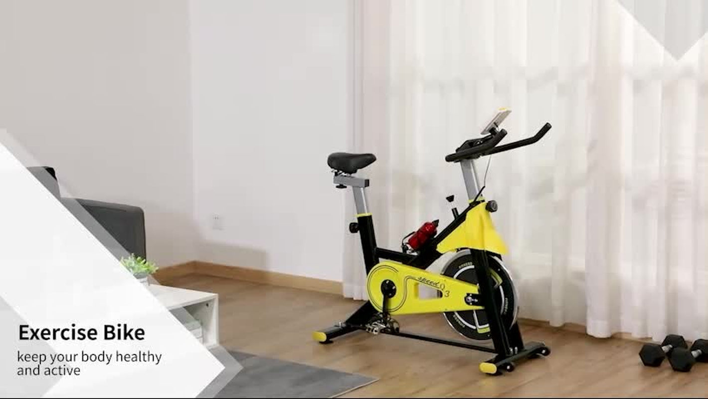 HOMCOM Exercise Bike W/ 6Kg Flywheel Belt Drive, Adjustable Resistance